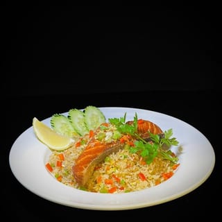 Salmon Garlic Fried Rice